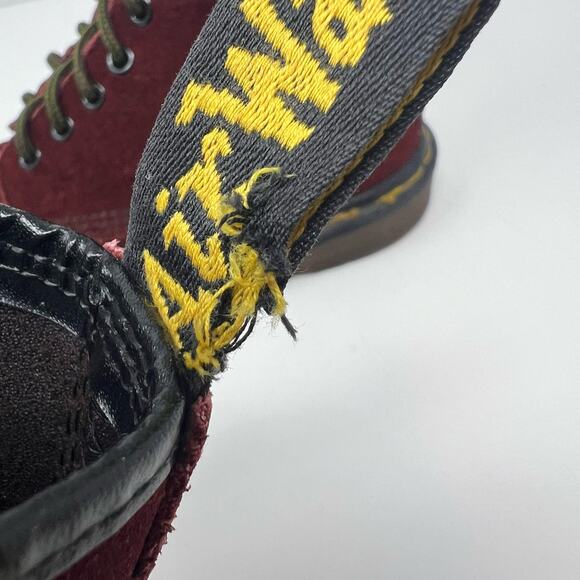 VTG Very Rare Dr Martens Na Na Boots Women's Size 7 Burgundy Suede 8 Eyelet - Picture 9 of 14